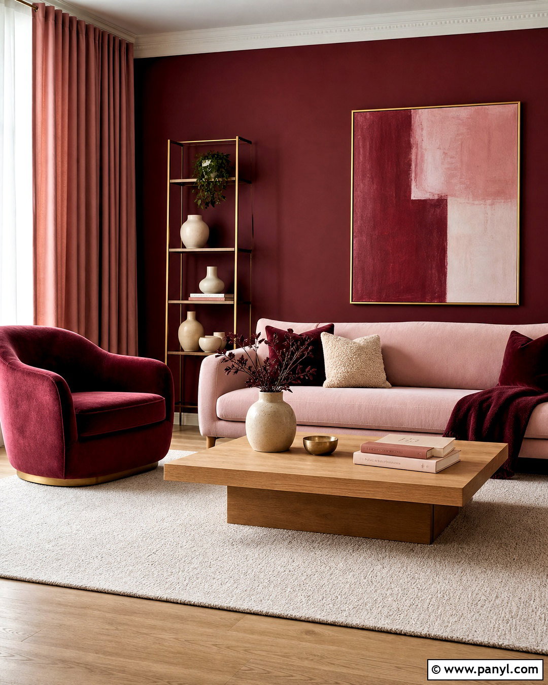 Dark Red And Blush Pink Living Room - 20 dark red living room ideas