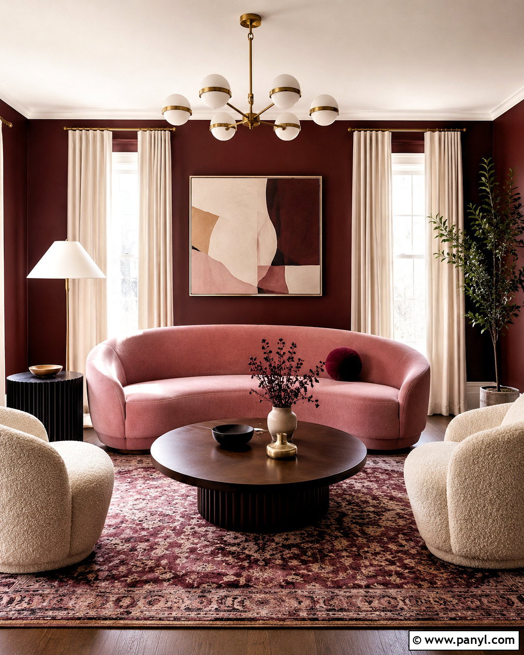 Dark Red And Blush Sitting Room - 20 dark red room ideas