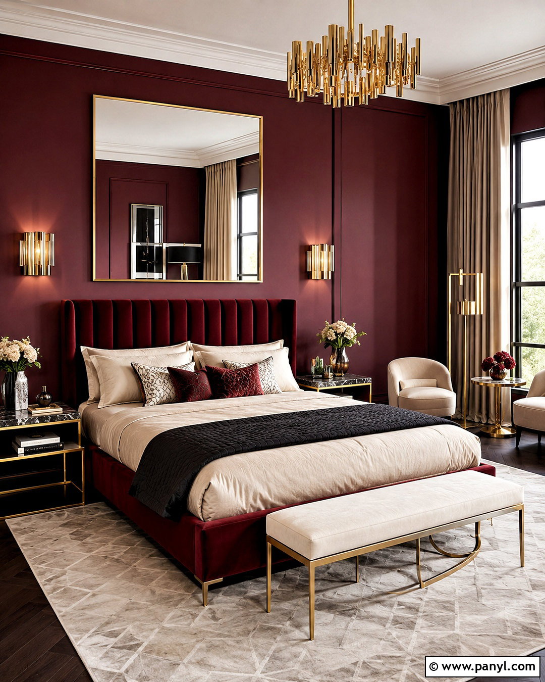 Dark Red And Gold Glam Room - 20 dark red room aesthetic ideas