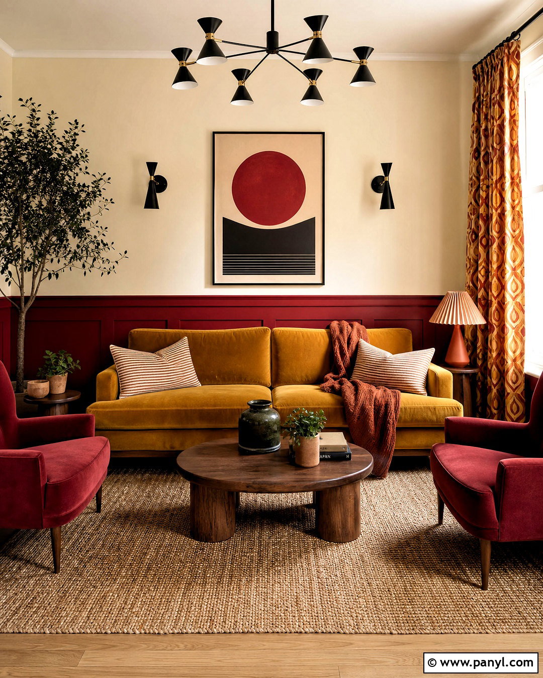 Dark Red And Mustard Living Room - 20 dark red living room ideas