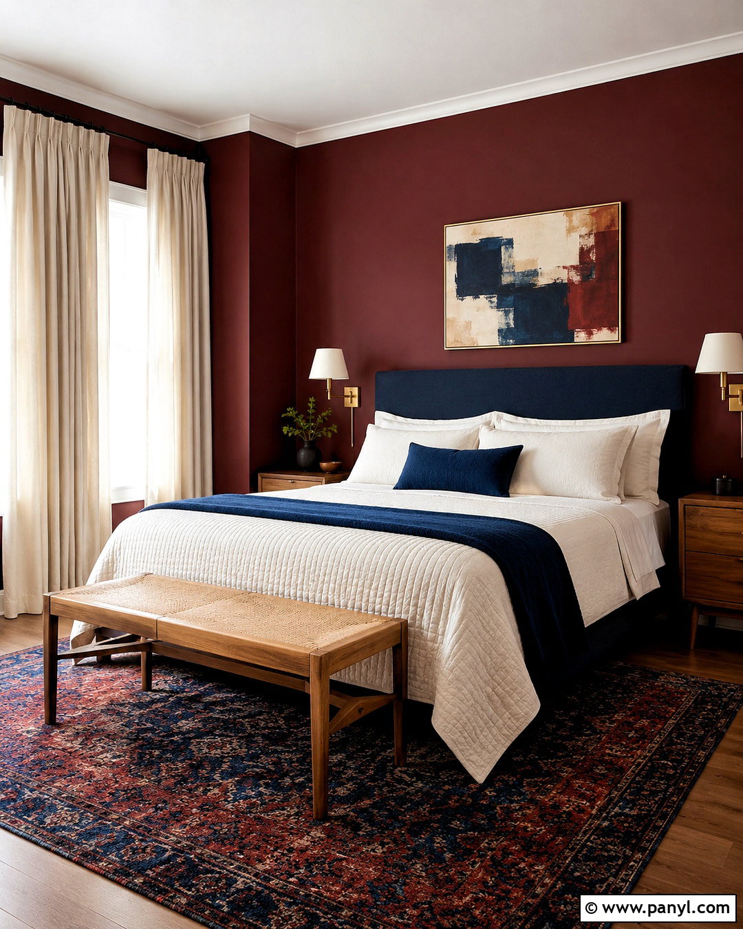 Dark Red And Navy Bedroom - 20 dark red room ideas