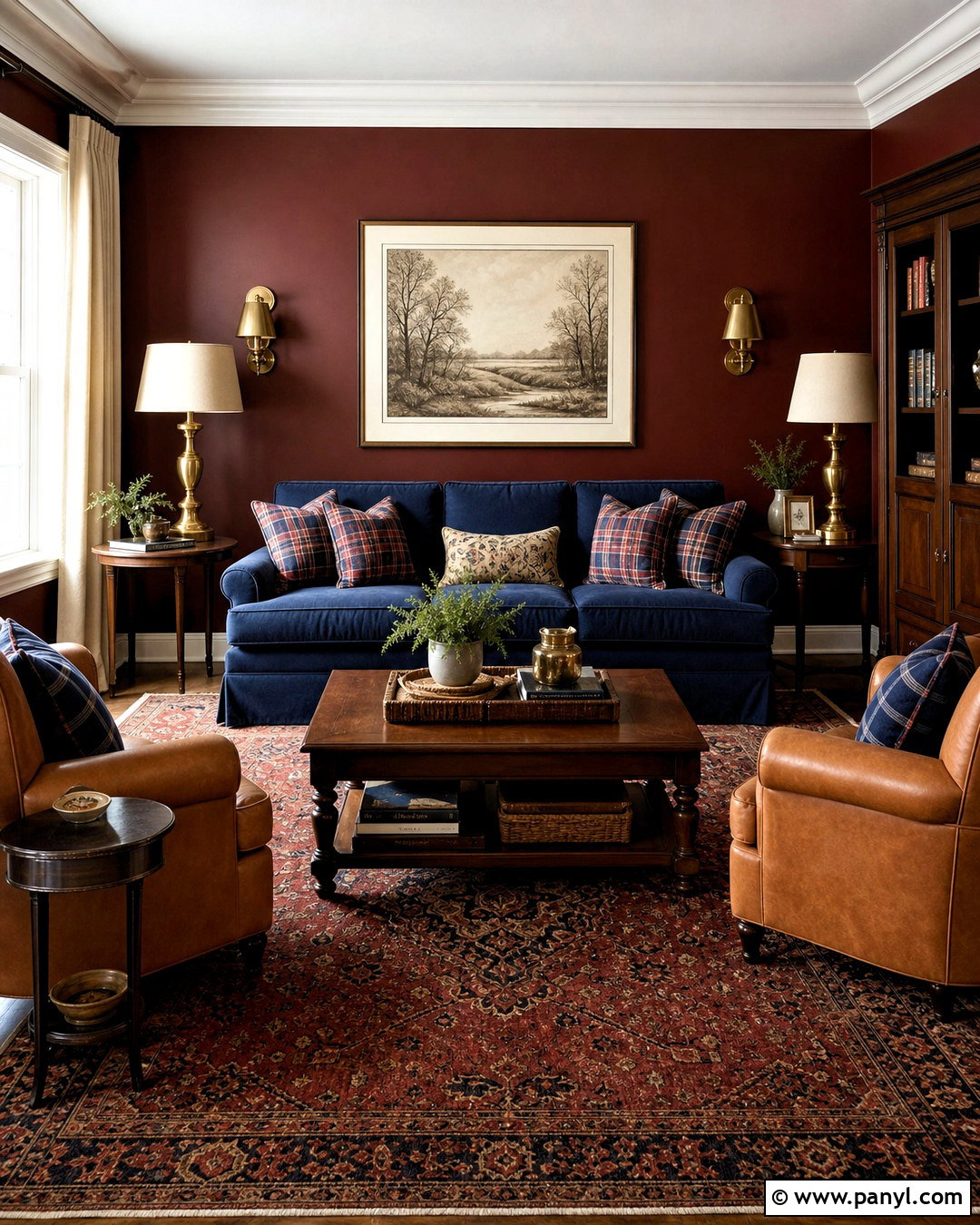 Dark Red And Navy Living Room - 20 dark red living room ideas