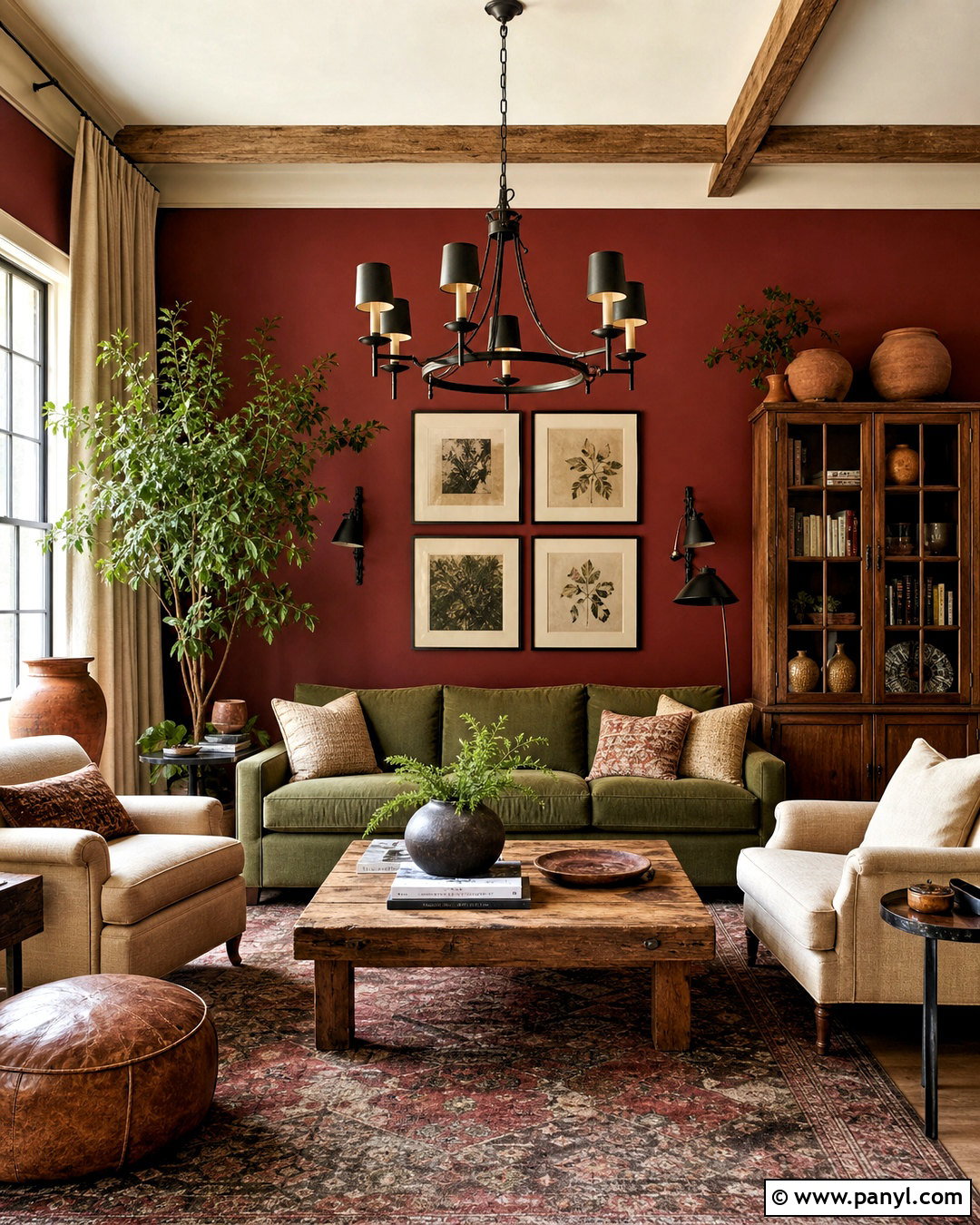Dark Red And Olive Green Living Room - 20 dark red living room ideas