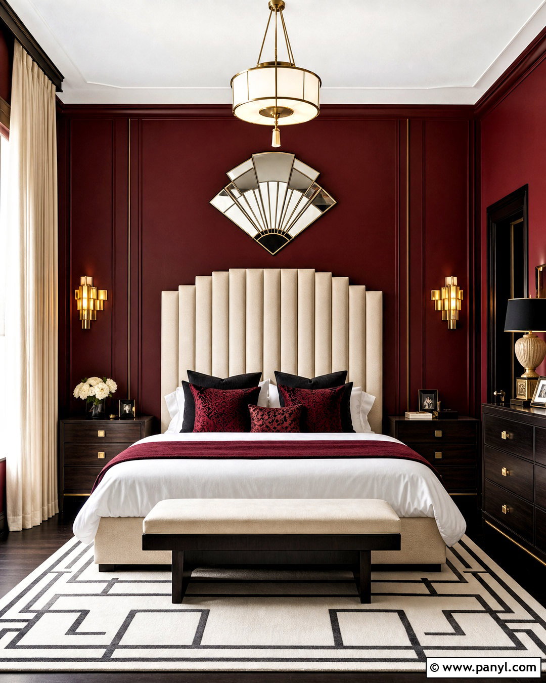 Dark Red Art Deco Bedroom - 20 dark red bedroom ideas