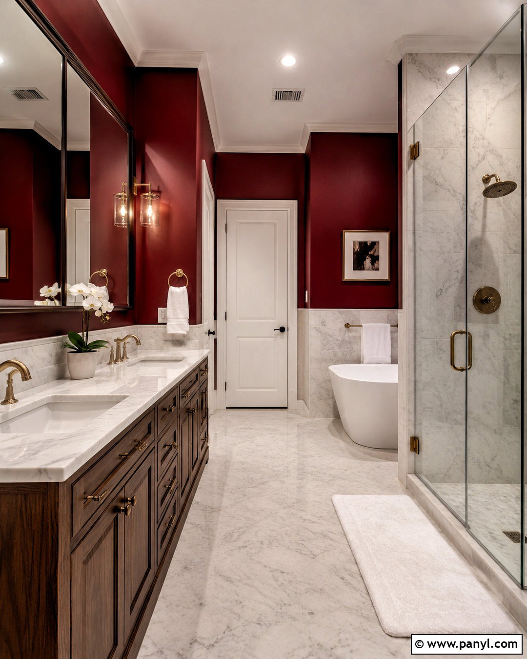 Dark Red Bathroom With Marble - 20 dark red wall paint ideas
