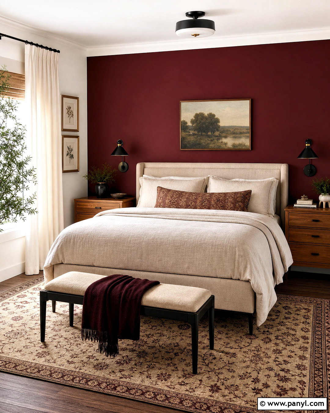 Dark Red Bedroom Accent Wall - 20 dark red bedroom ideas