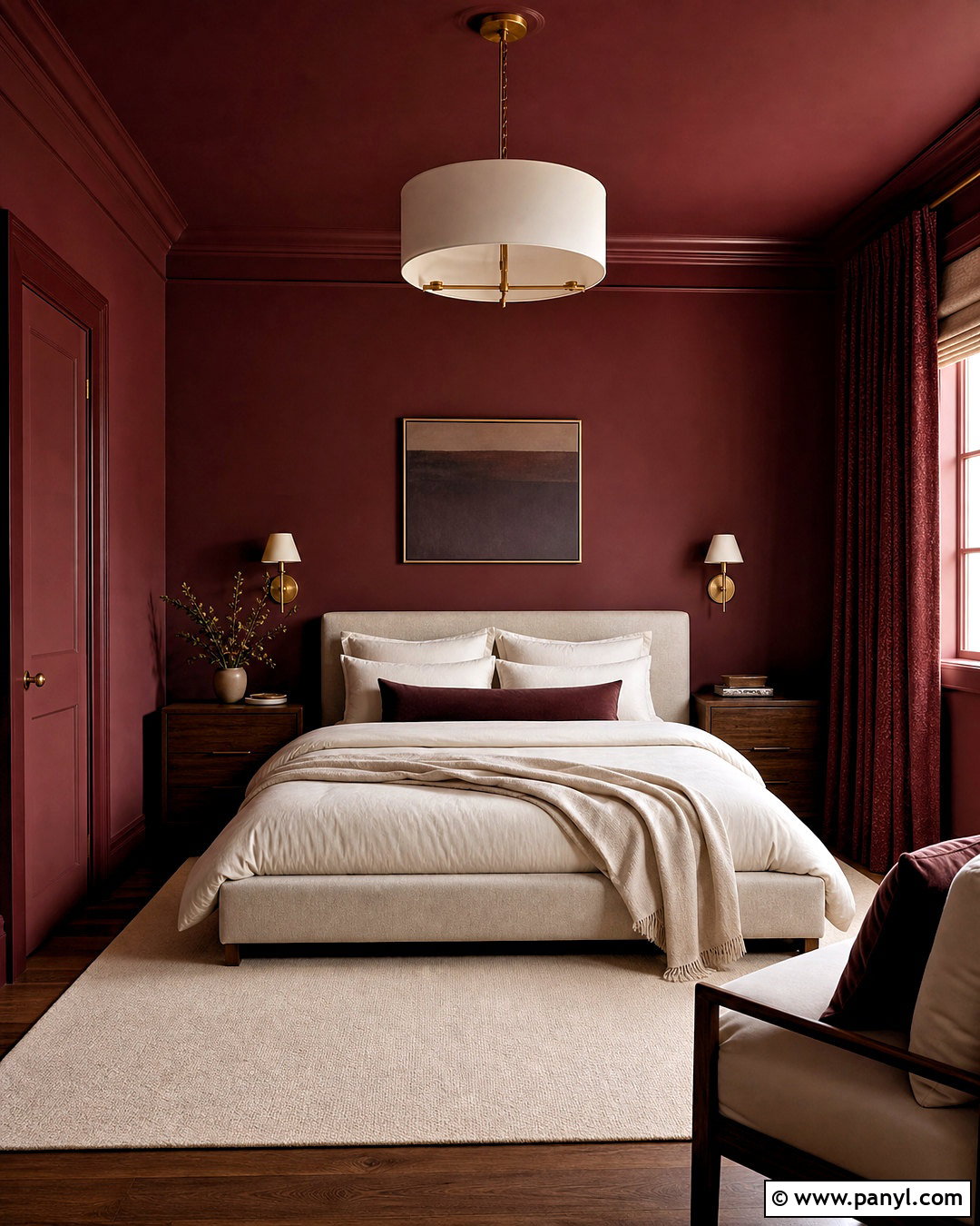 Dark Red Bedroom Color Drenching - 20 dark red bedroom ideas