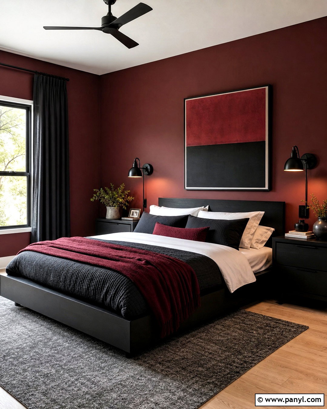 Dark Red Bedroom With Black Furniture - 20 dark red bedroom ideas
