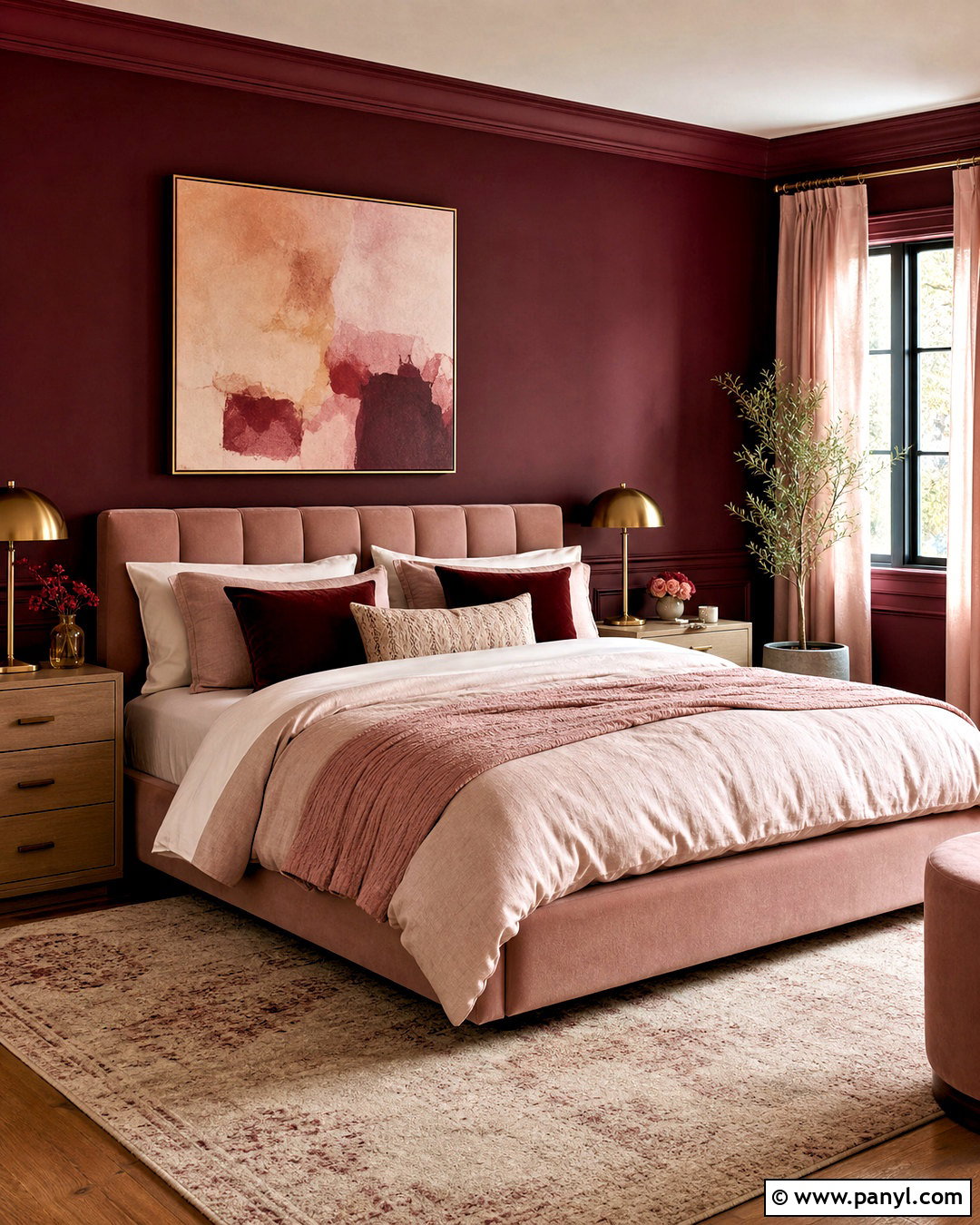 Dark Red Bedroom With Blush Pink - 20 dark red bedroom ideas