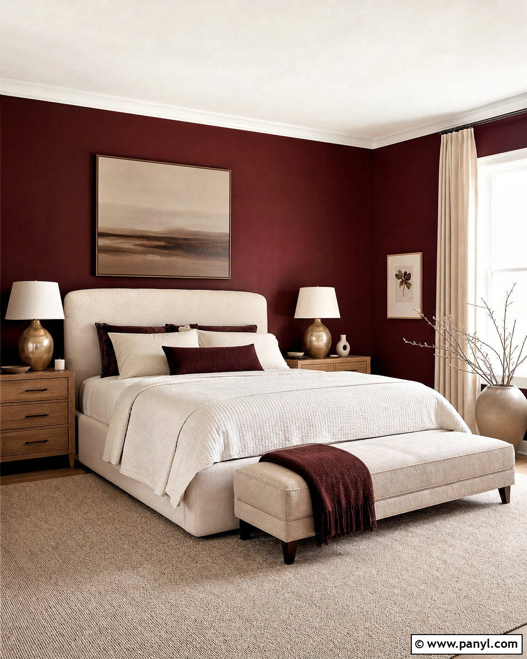 Dark Red Bedroom With Cream - 20 dark red bedroom ideas