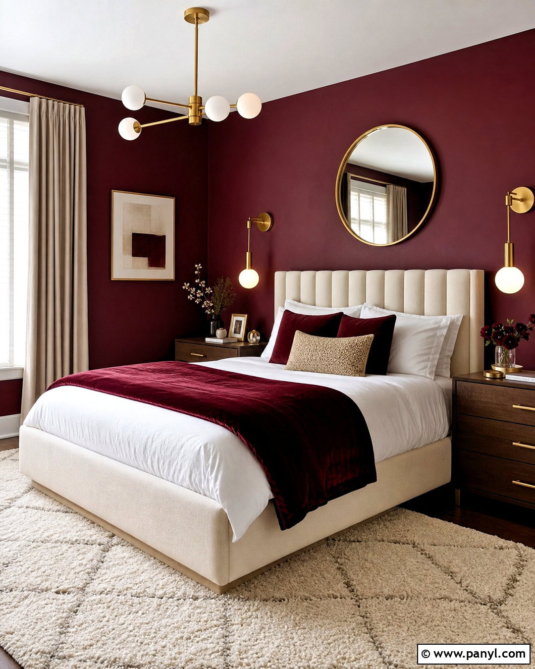 Dark Red Bedroom With Gold Accents - 20 dark red bedroom ideas