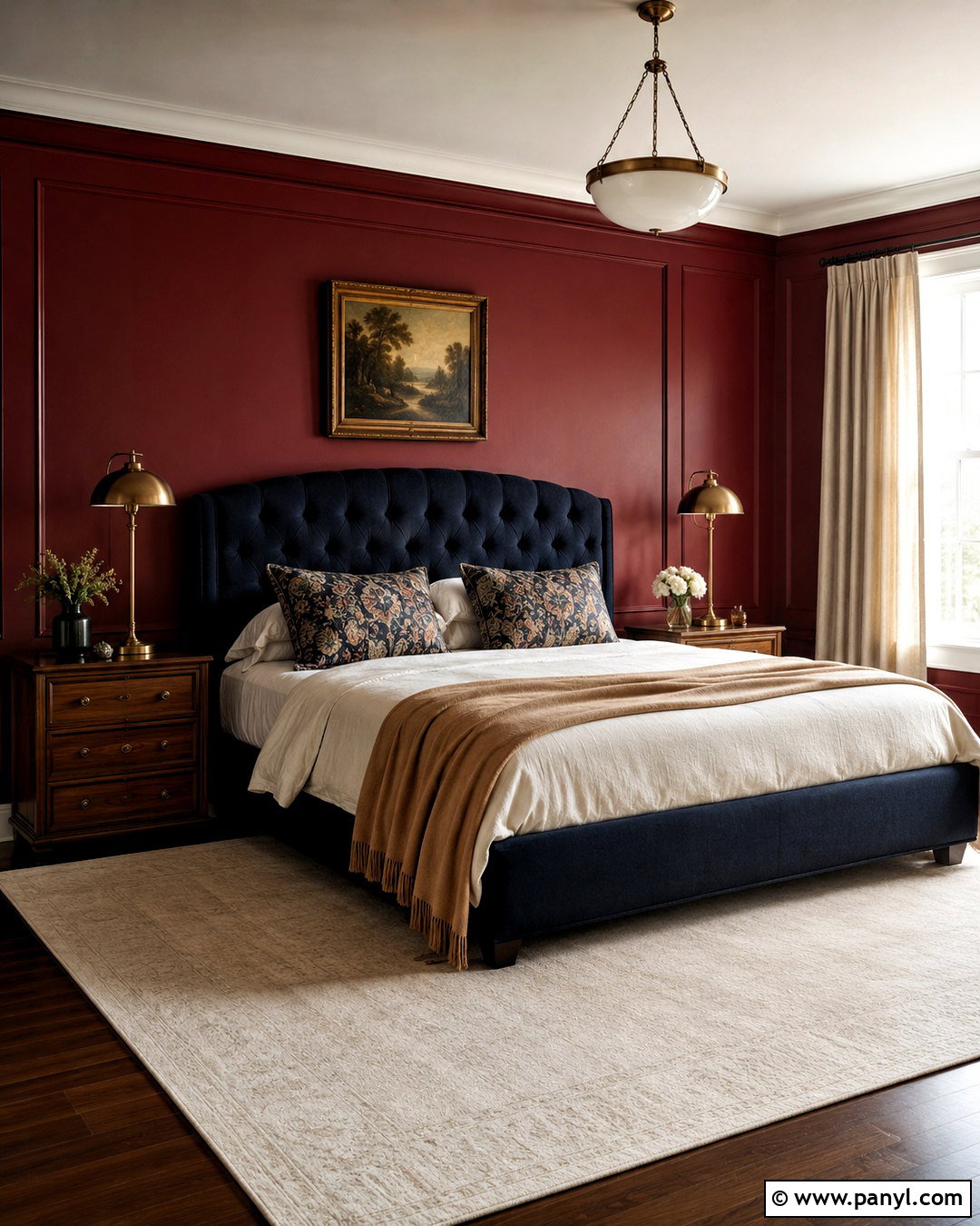 Dark Red Bedroom With Navy Blue - 20 dark red wall paint ideas