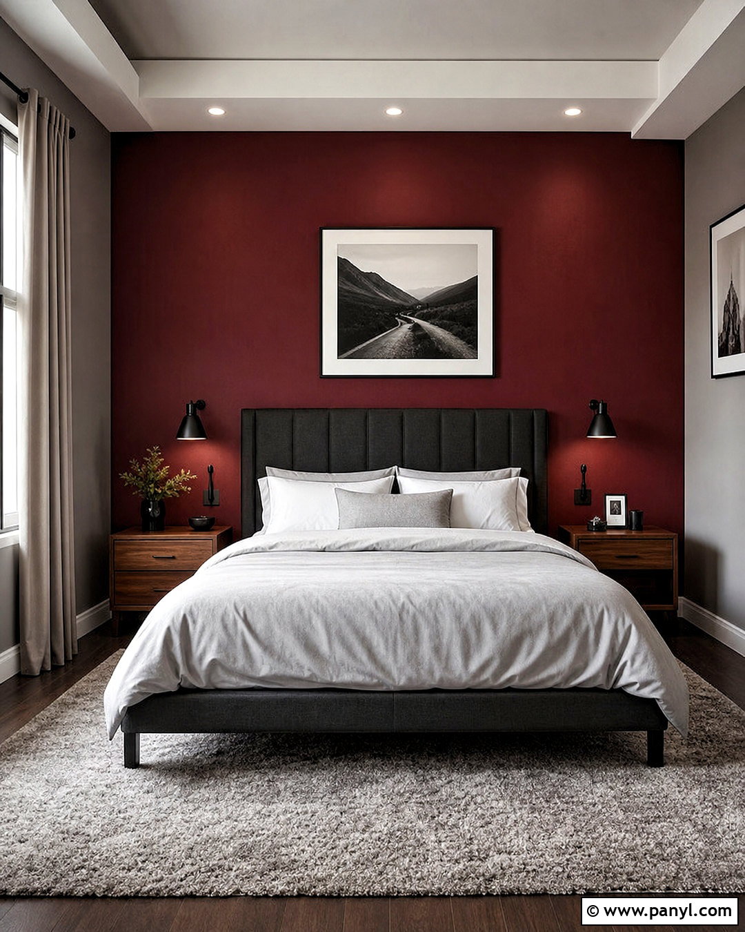 Dark Red Bedroom With Warm Gray - 20 dark red bedroom ideas