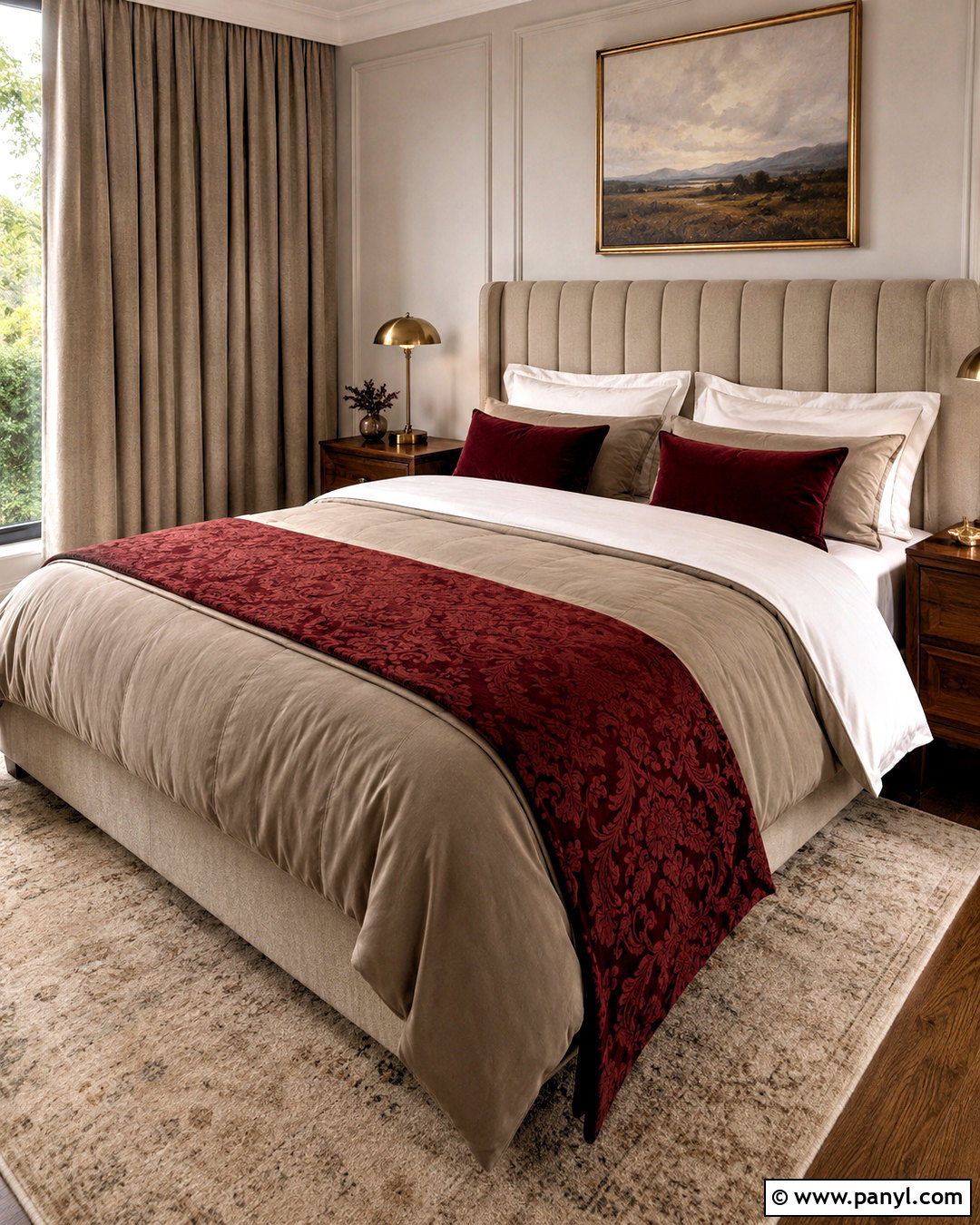 Dark Red Damask Bed Runner - 20 dark red damask fabric ideas