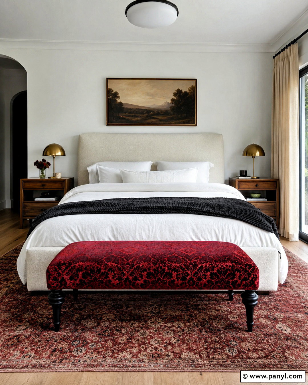 Dark Red Damask Bedroom Bench - 20 dark red damask fabric ideas