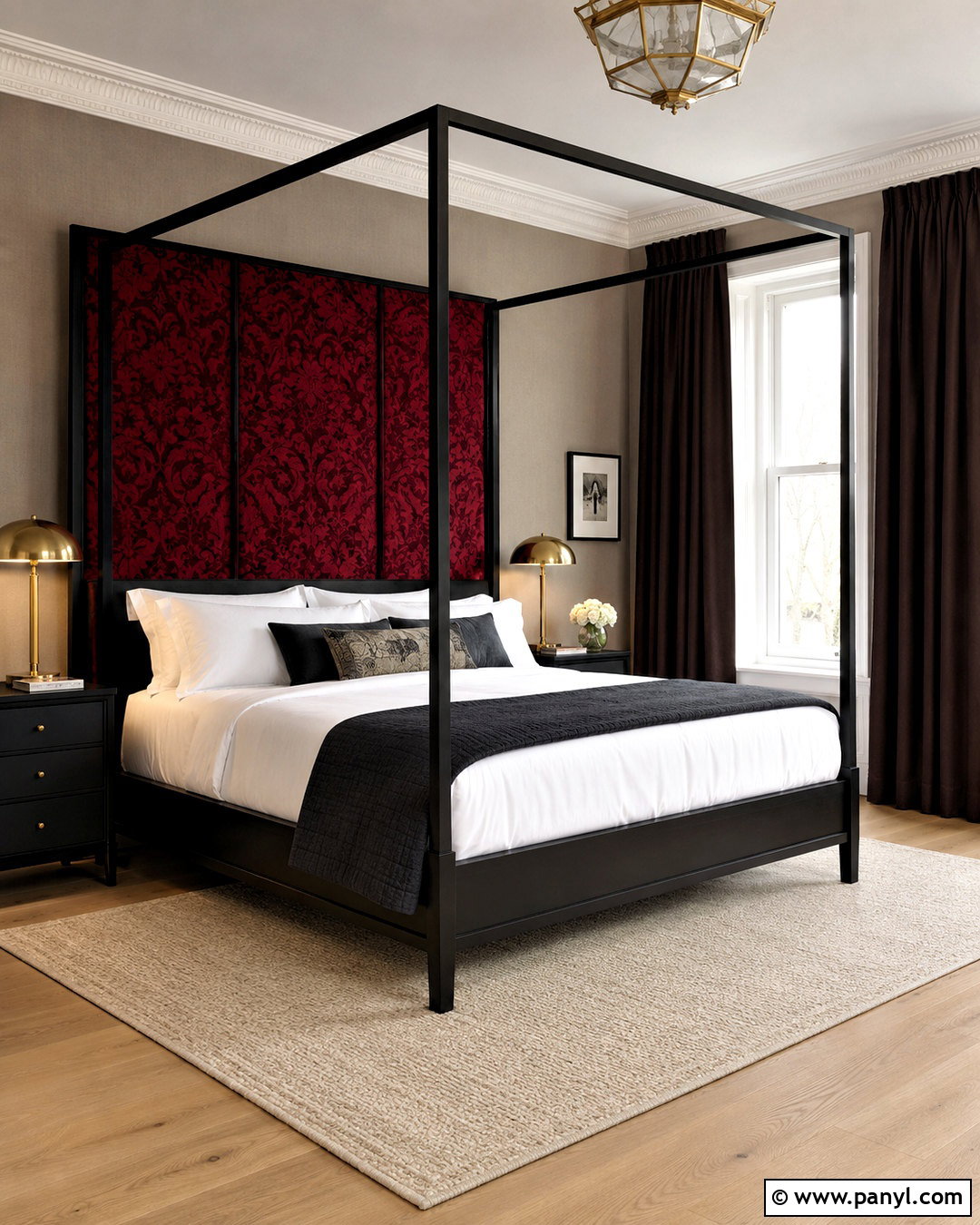 Dark Red Damask Canopy Bed - 20 dark red damask fabric ideas