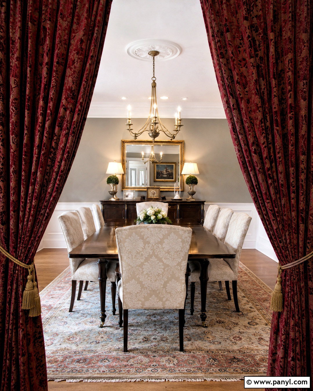 Dark Red Damask Dining Room Curtains - 20 dark red damask fabric ideas