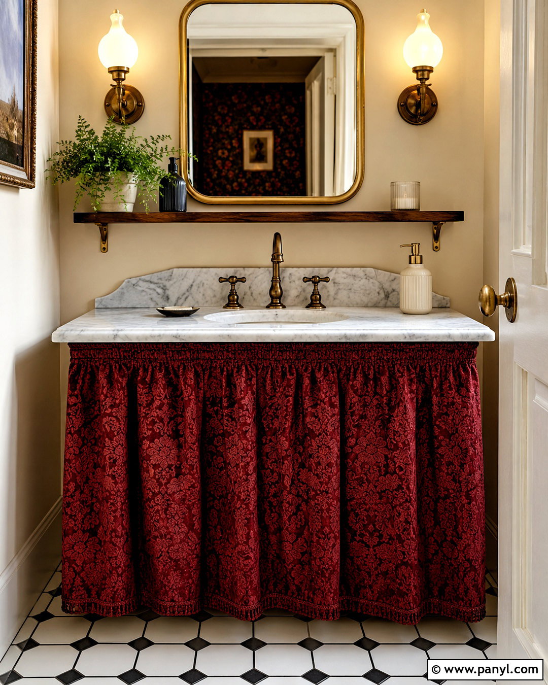 Dark Red Damask Powder Room - 20 dark red damask fabric ideas