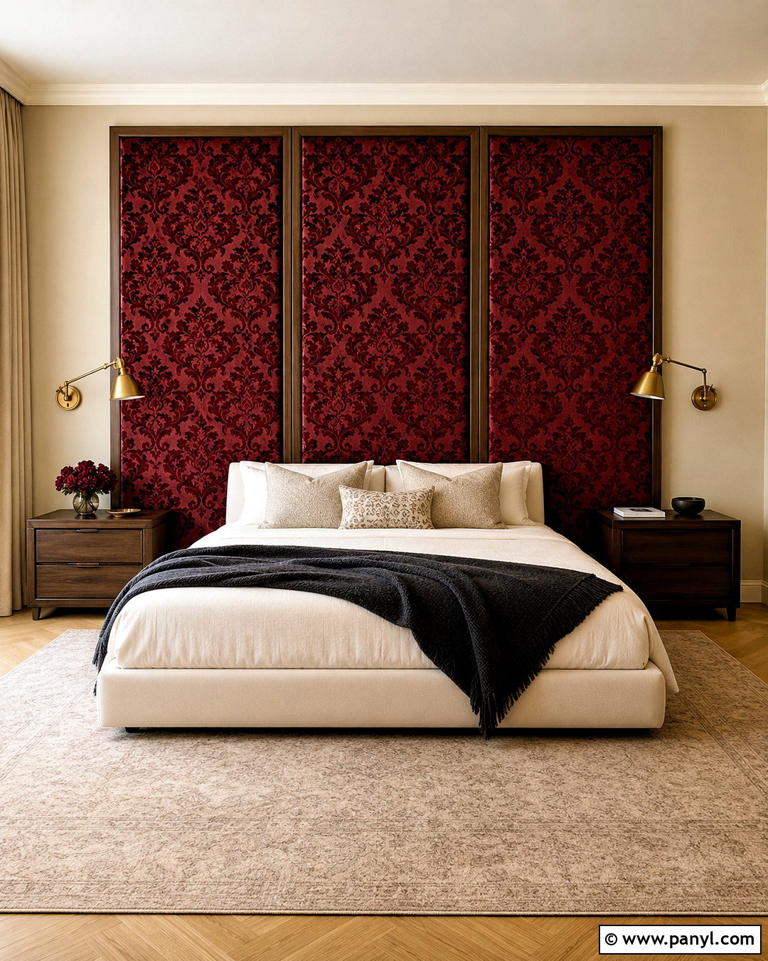 Dark Red Damask Wall Panels - 20 dark red damask fabric ideas