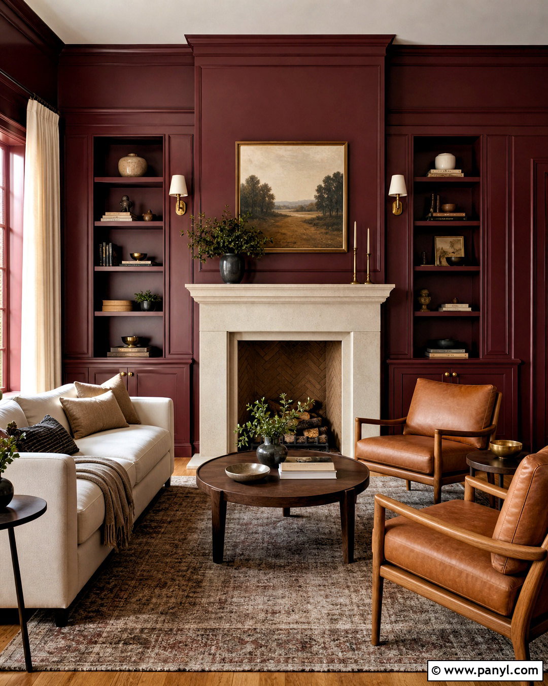 Dark Red Fireplace Living Room - 20 dark red interior ideas