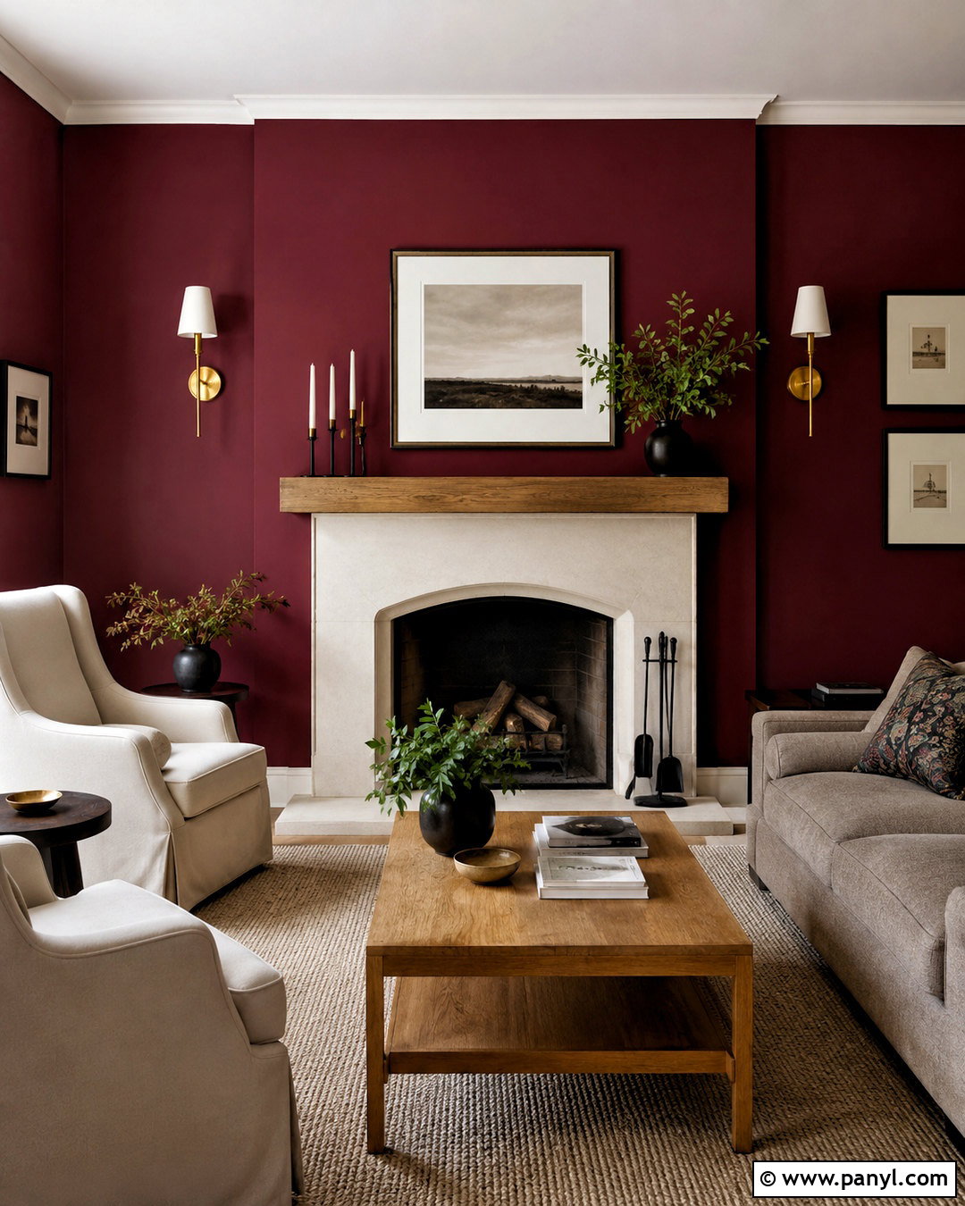 Dark Red Fireplace Wall With Stone - 20 dark red wall paint ideas