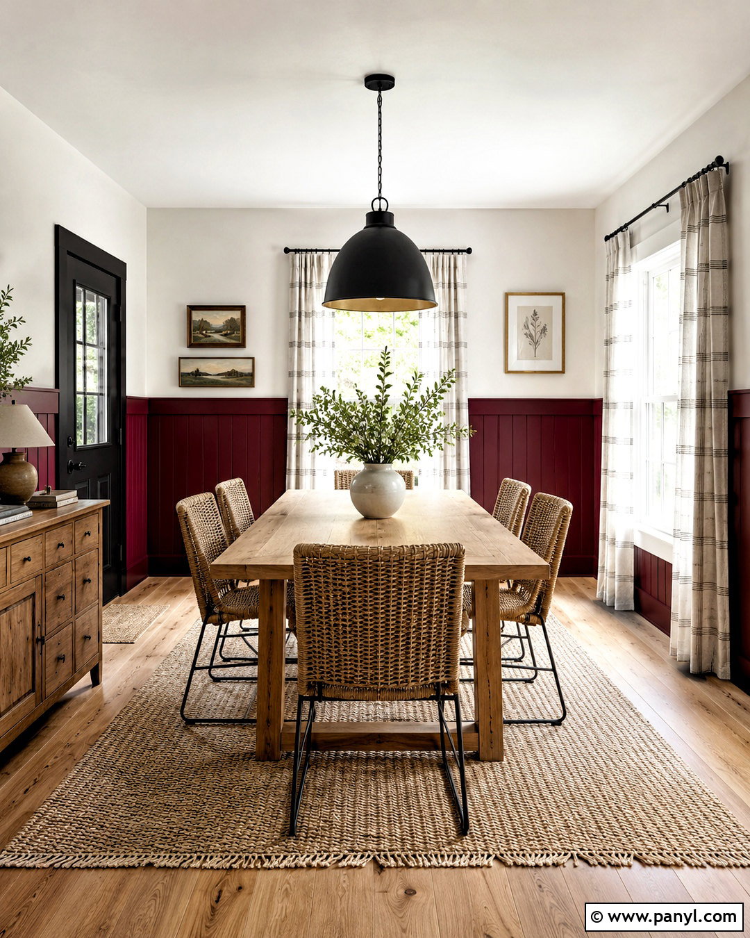Dark Red Half Wall With Warm White - 20 dark red wall paint ideas