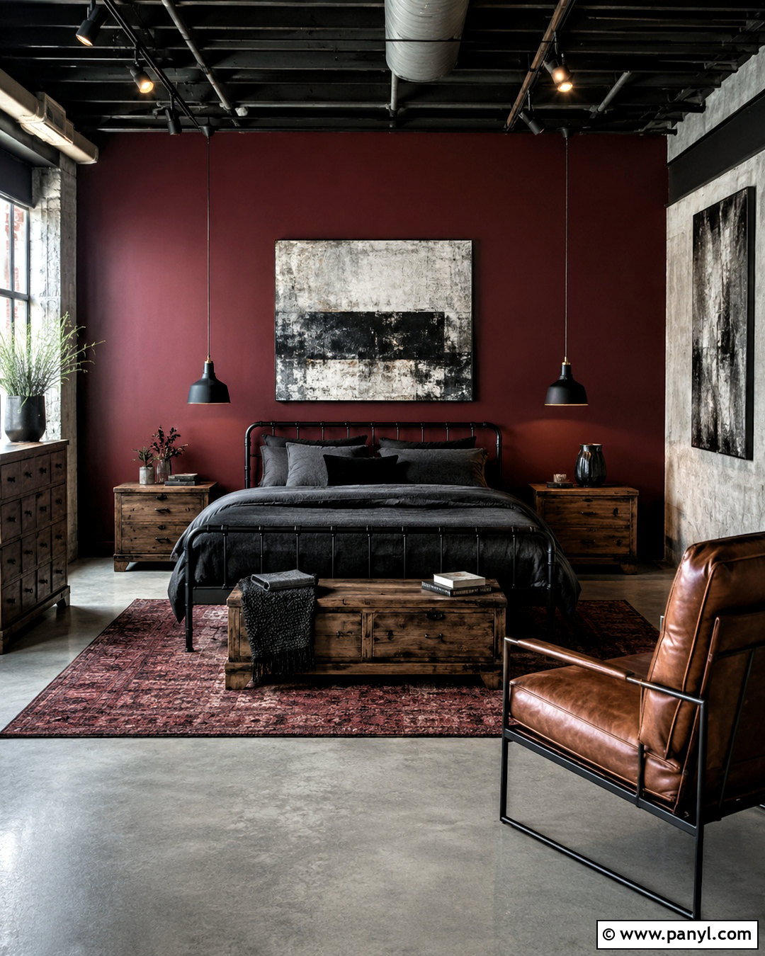 Dark Red Industrial Room - 20 dark red room aesthetic ideas