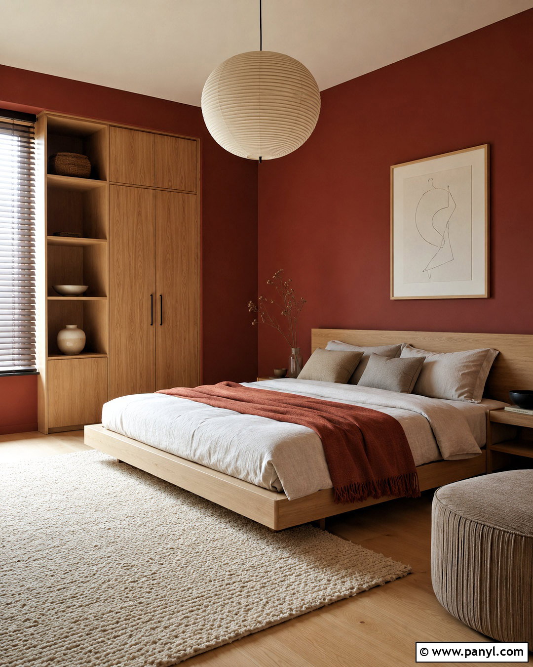 Dark Red Japandi Room - 20 dark red room aesthetic ideas