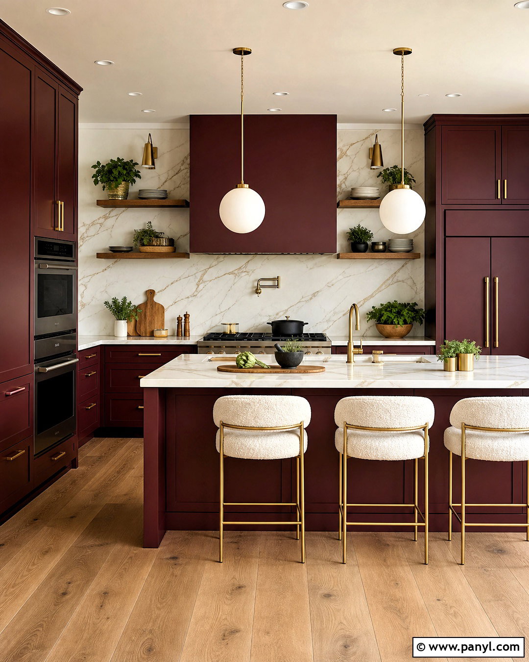 Dark Red Kitchen Cabinets With Marble Counters - 20 dark red interior ideas