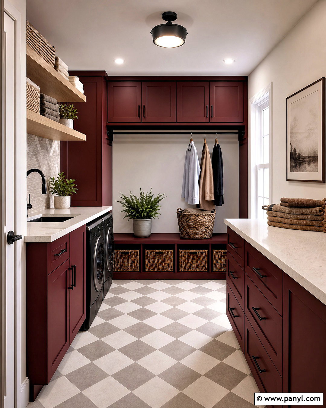 Dark Red Laundry Room Cabinets - 20 dark red interior ideas