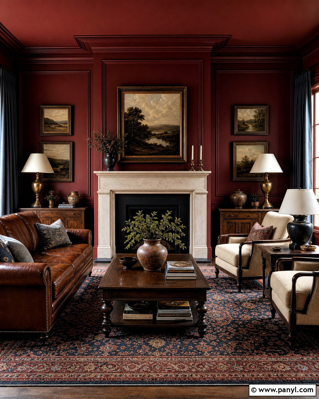 Dark Red Living Room - 20 dark paint living room ideas