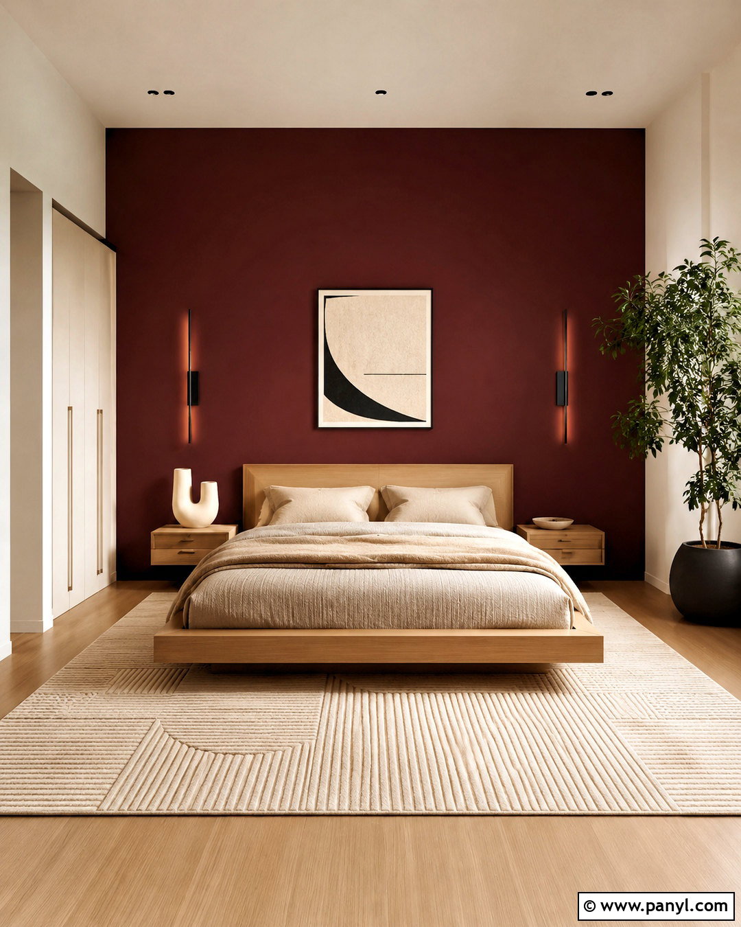 Dark Red Modern Minimalist Room - 20 dark red room aesthetic ideas