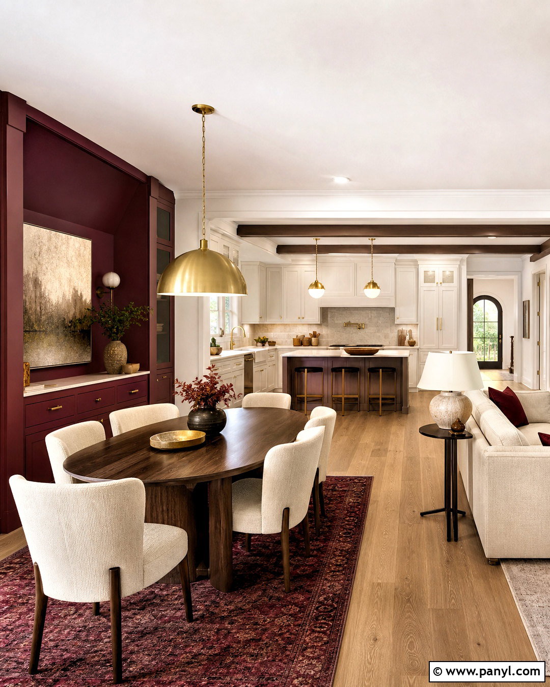 Dark Red Open-Plan Interior - 20 dark red interior ideas