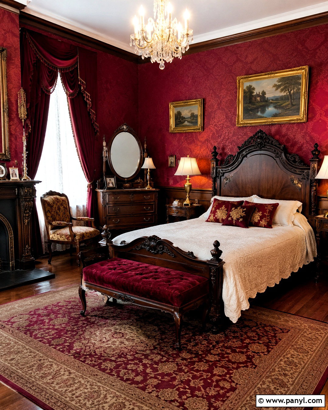 Dark Red Victorian Room - 20 dark red room aesthetic ideas