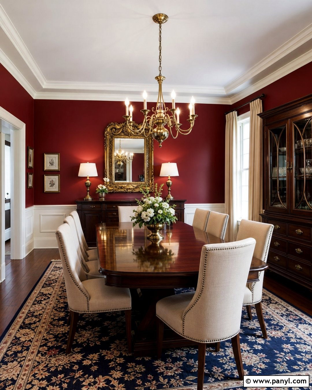 Dark Red Wall Dining Room - 20 Red Wall Home Interior Ideas