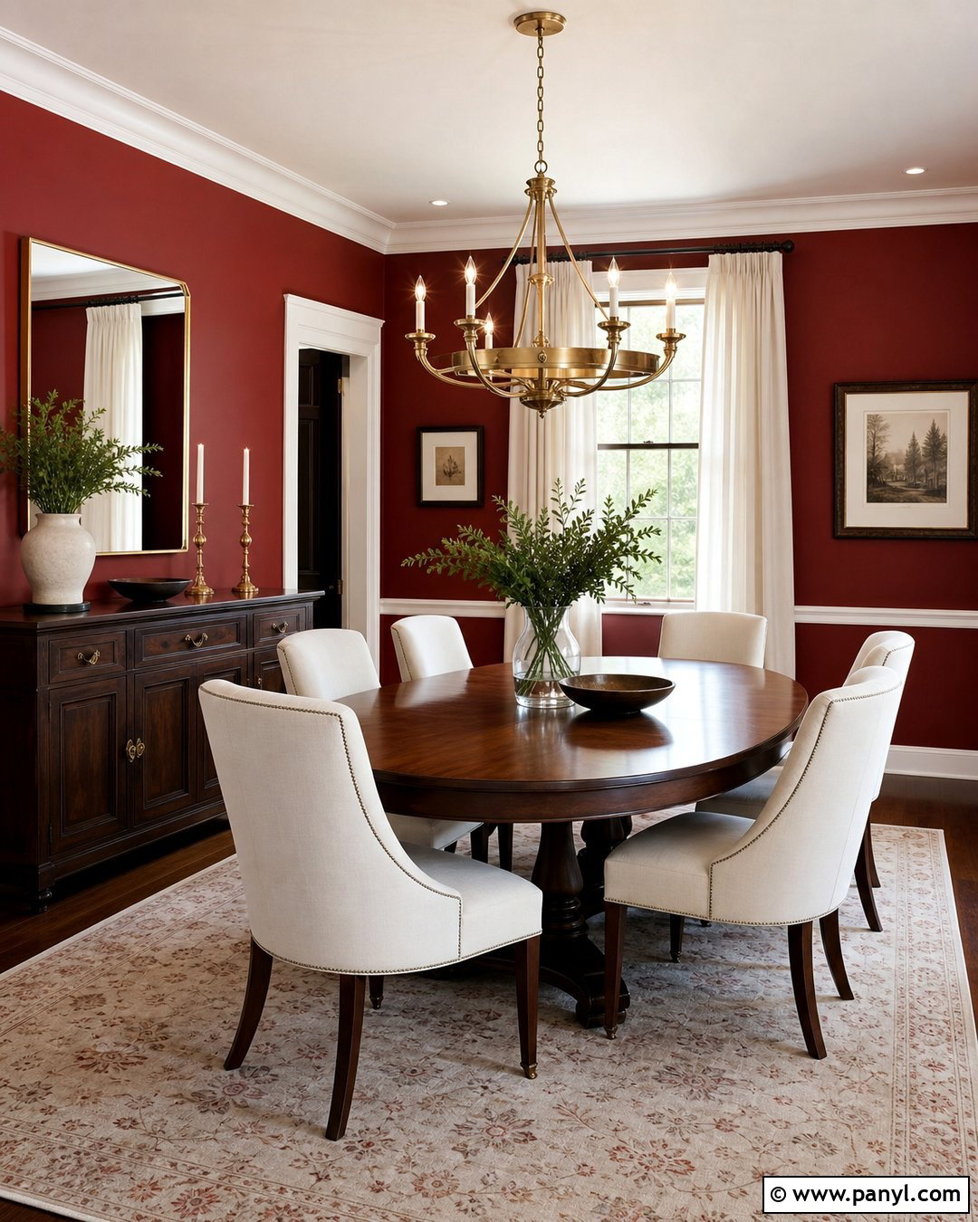 Dark Red Walls In a Dining Room - 35 Dark Red Walls