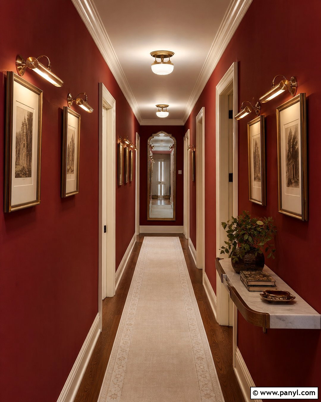 Dark Red Walls In a Hallway - 35 Dark Red Walls
