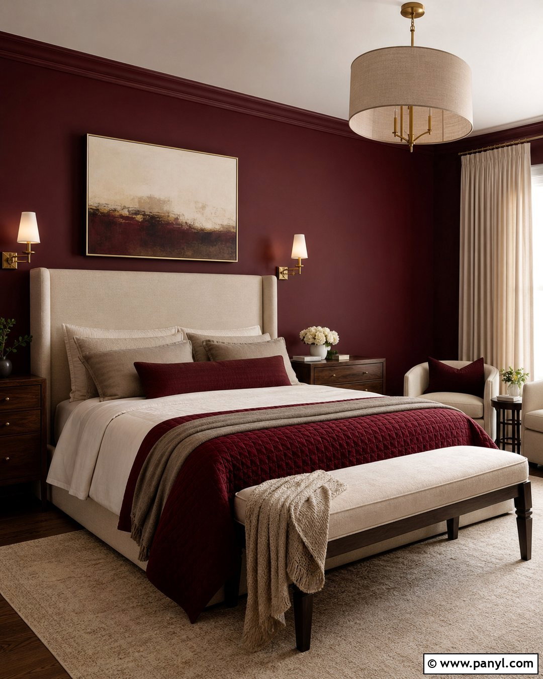 Dark Red Walls In a Primary Bedroom - 35 Dark Red Walls