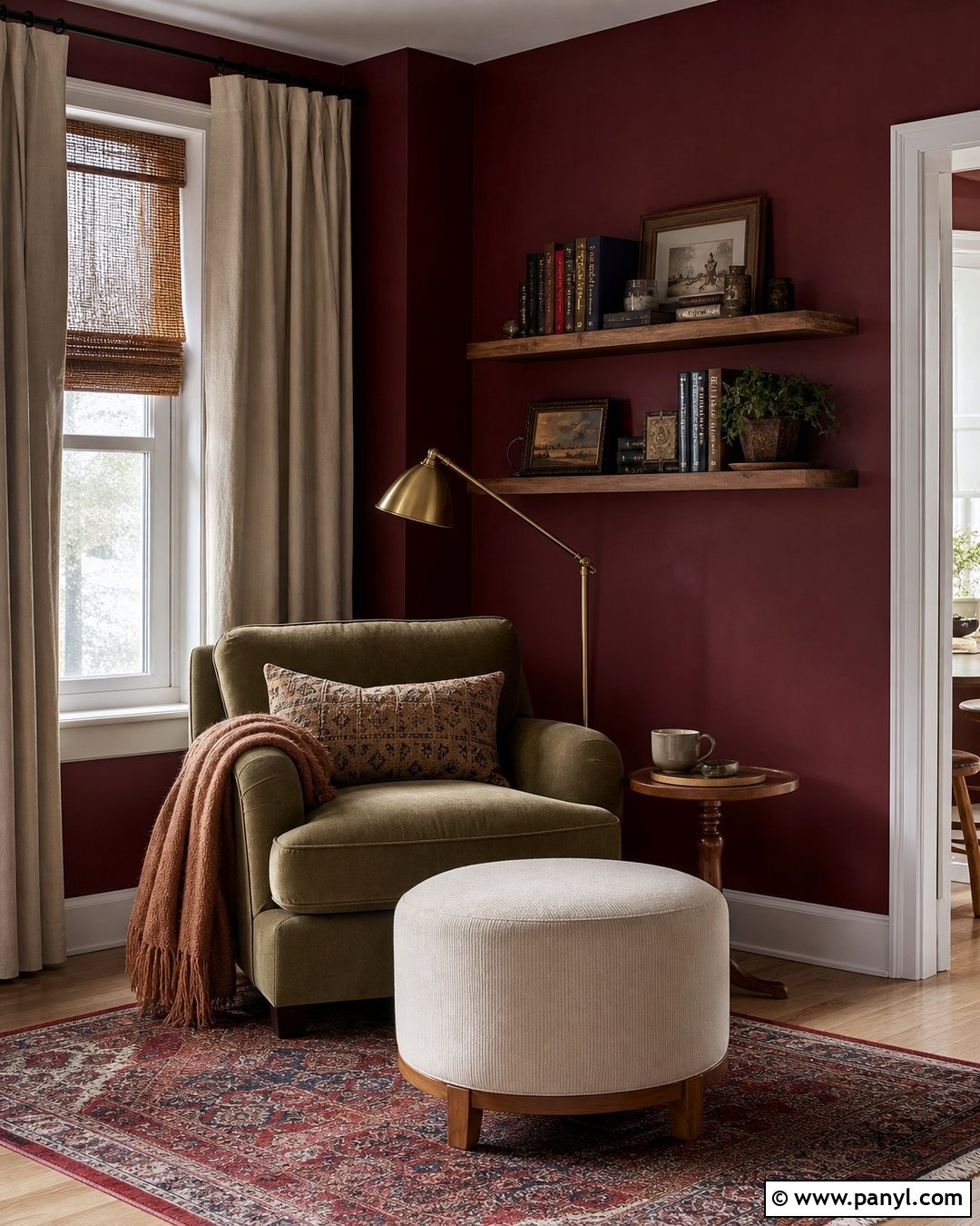 Dark Red Walls In a Reading Nook - 35 Dark Red Walls