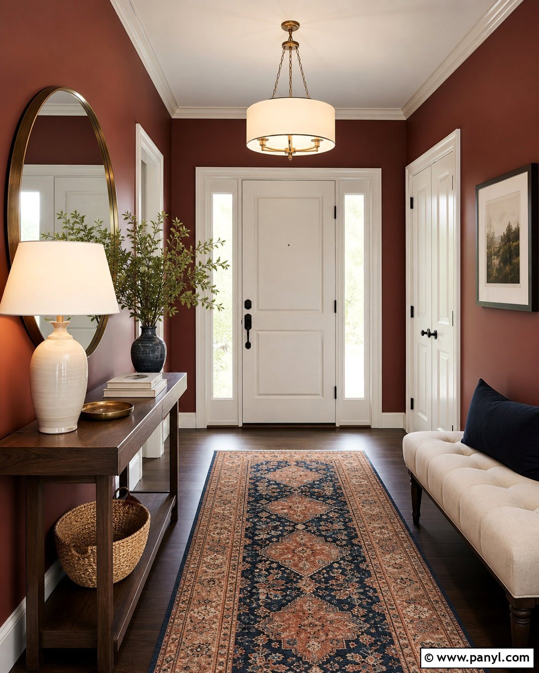 Dark Red Walls In an Entryway - 35 Dark Red Walls