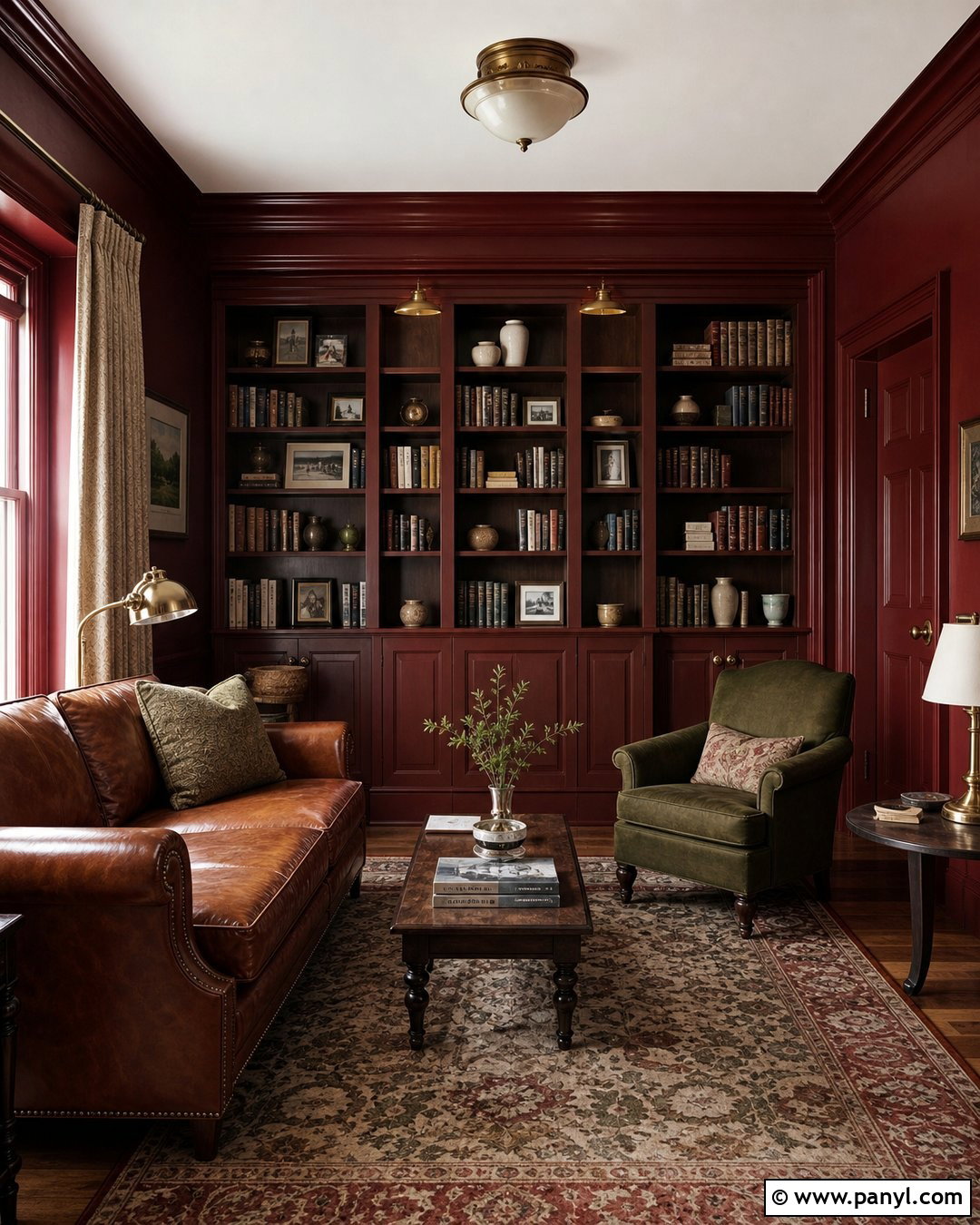 Dark Red Walls With Color Drenched Trim - 35 Dark Red Walls