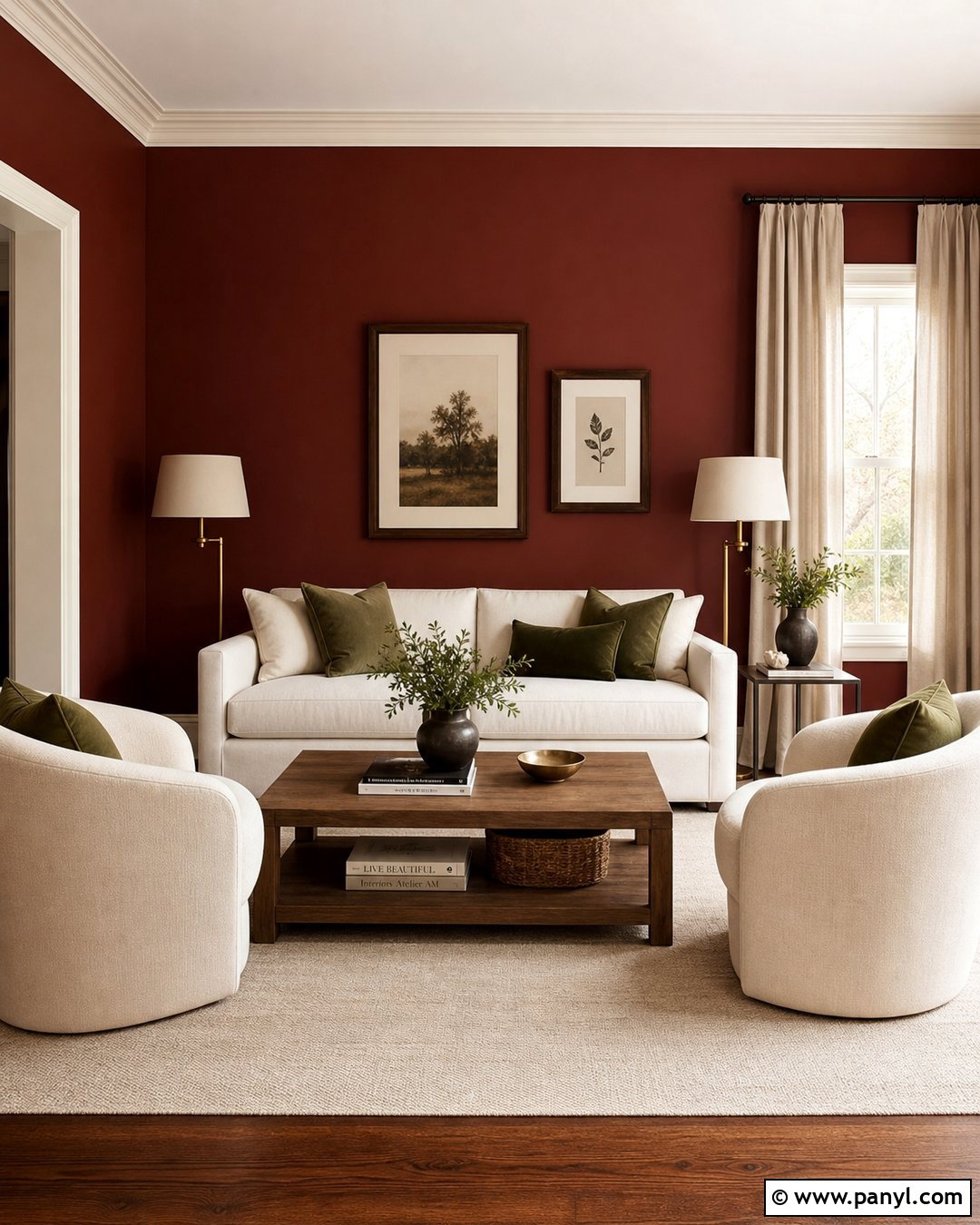 Dark Red Walls With Cream Furniture - 35 Dark Red Walls