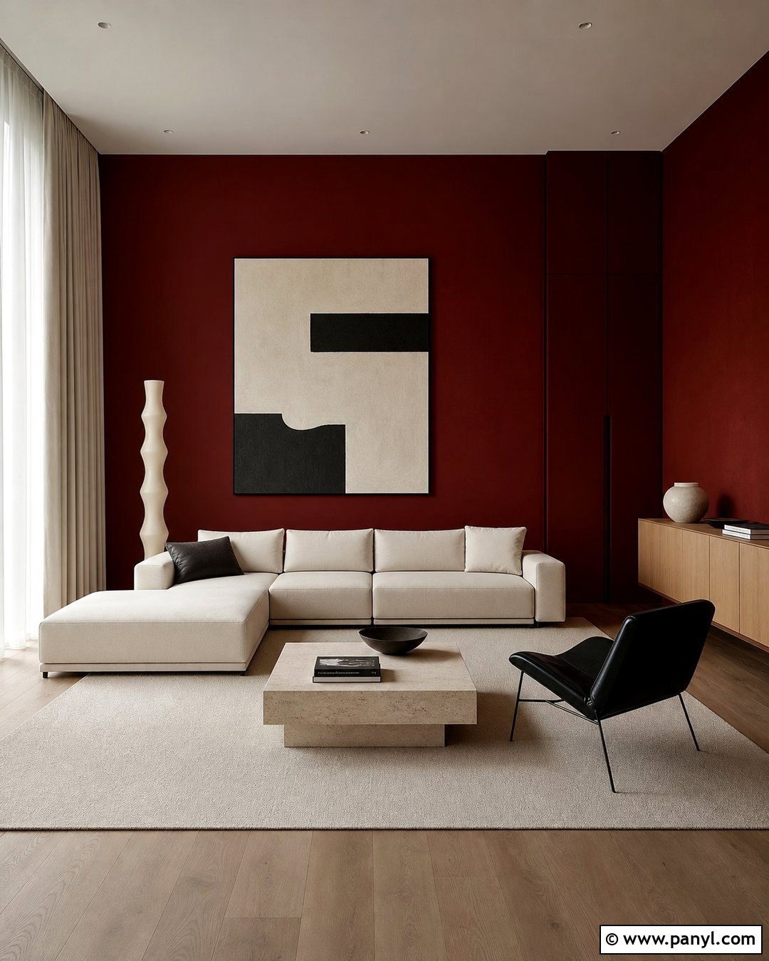 Dark Red Walls With Modern Minimal Decor - 35 Dark Red Walls