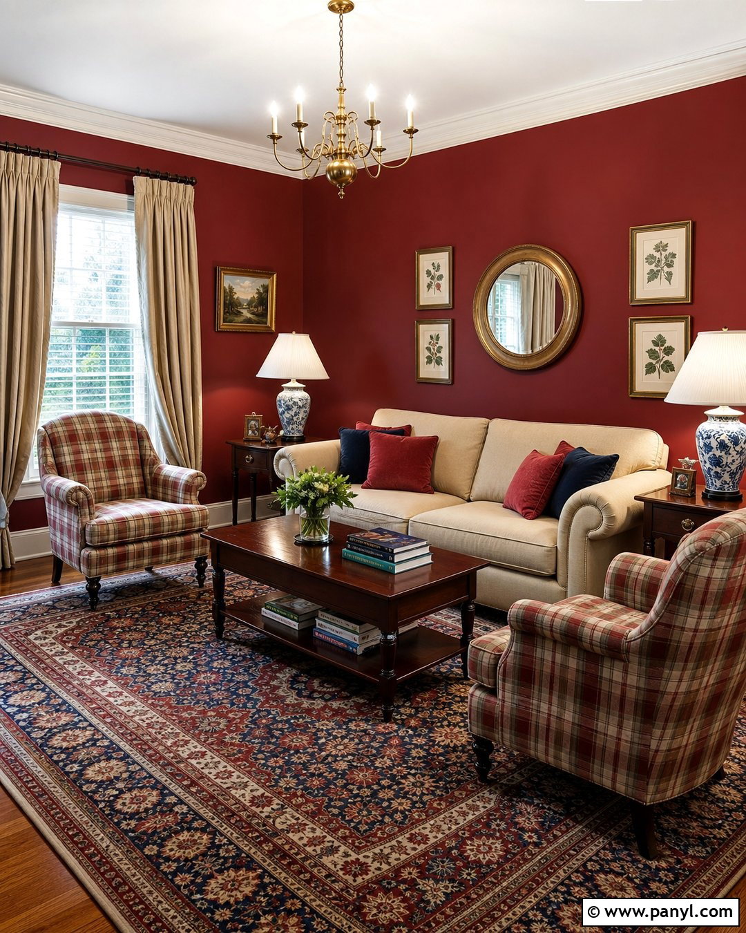 Dark Red Walls With Traditional Decor - 35 Dark Red Walls