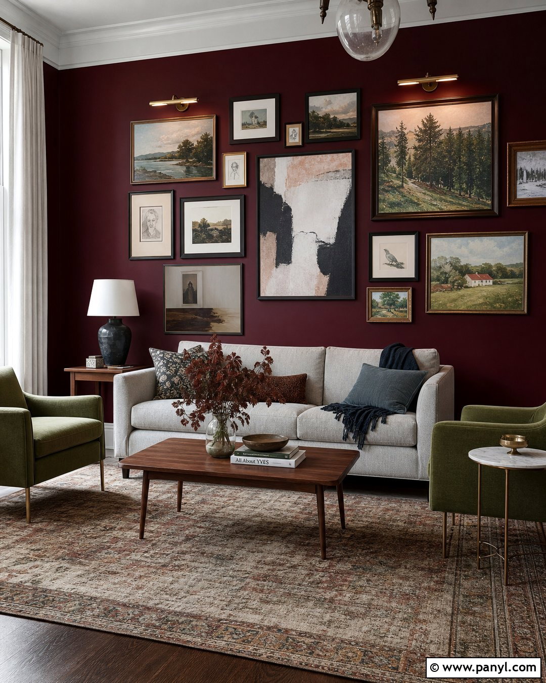 Dark Red Walls With a Gallery Wall - 35 Dark Red Walls