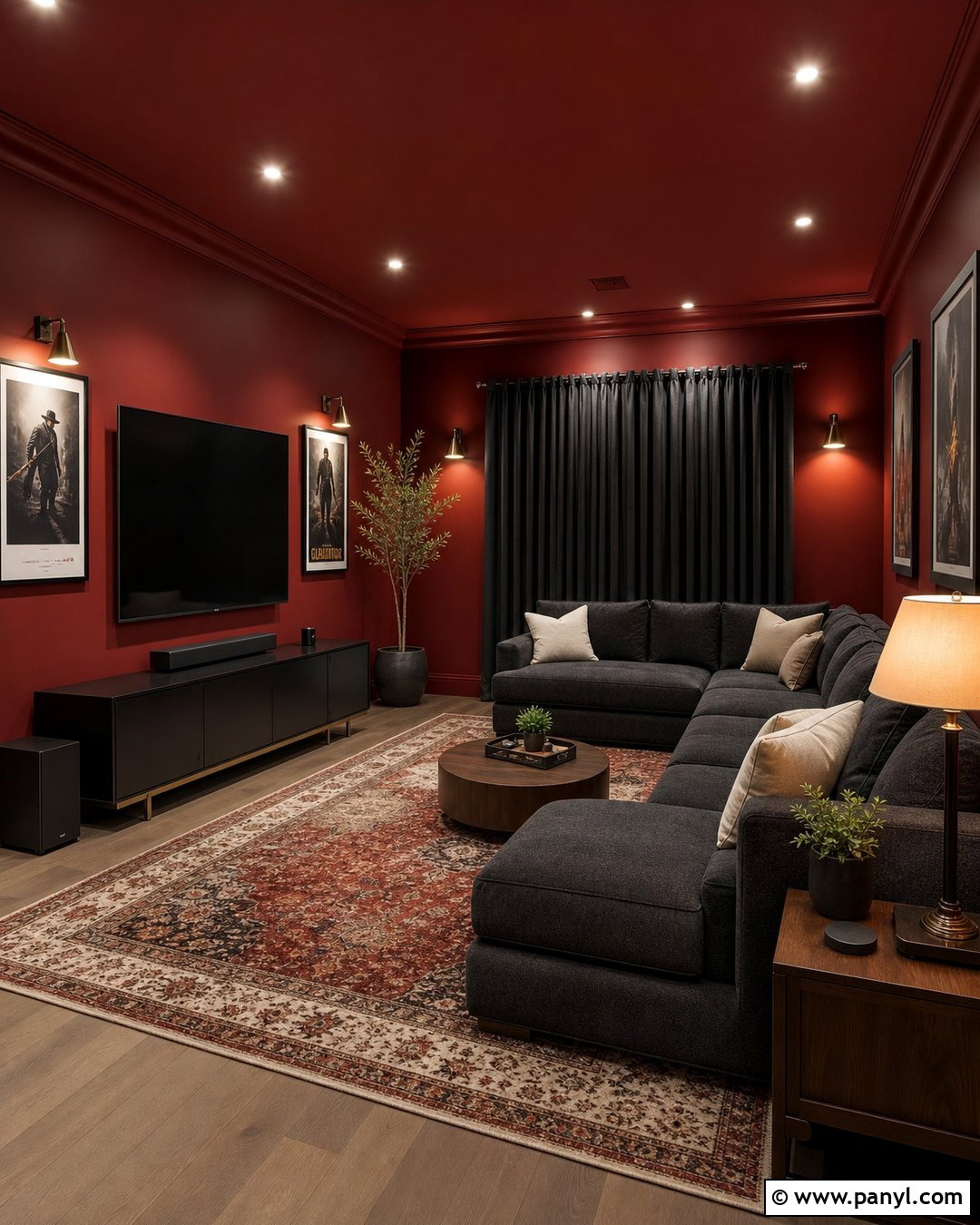 Dark Red Walls With a Painted Ceiling - 35 Dark Red Walls