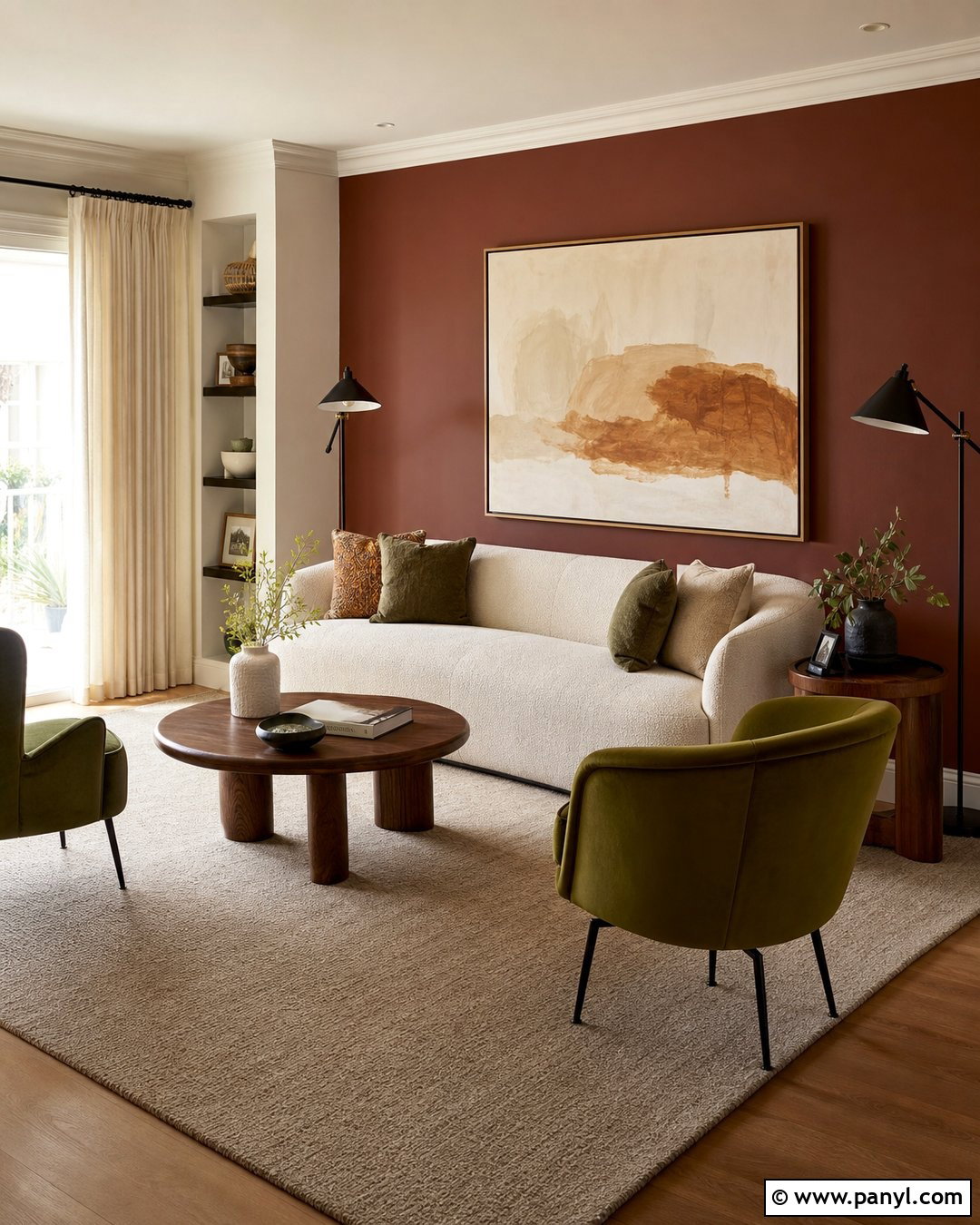 Dark Rust Living Room Accent Wall - 30 dark accent walls