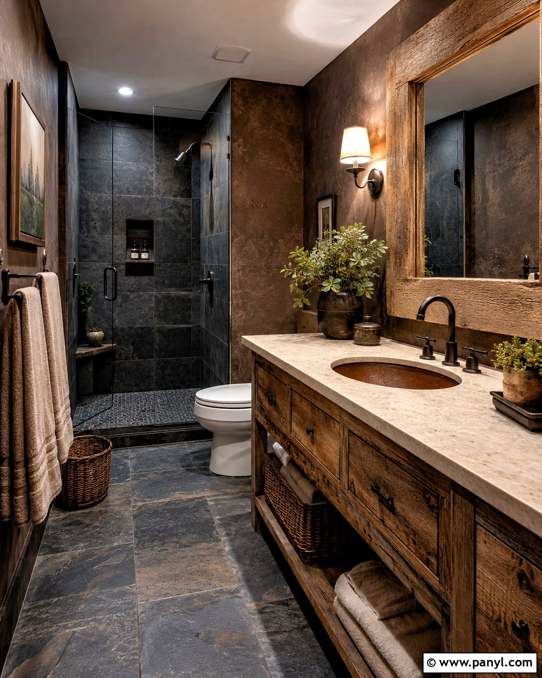 Dark Rustic Bathroom - 20 dark theme bathroom ideas
