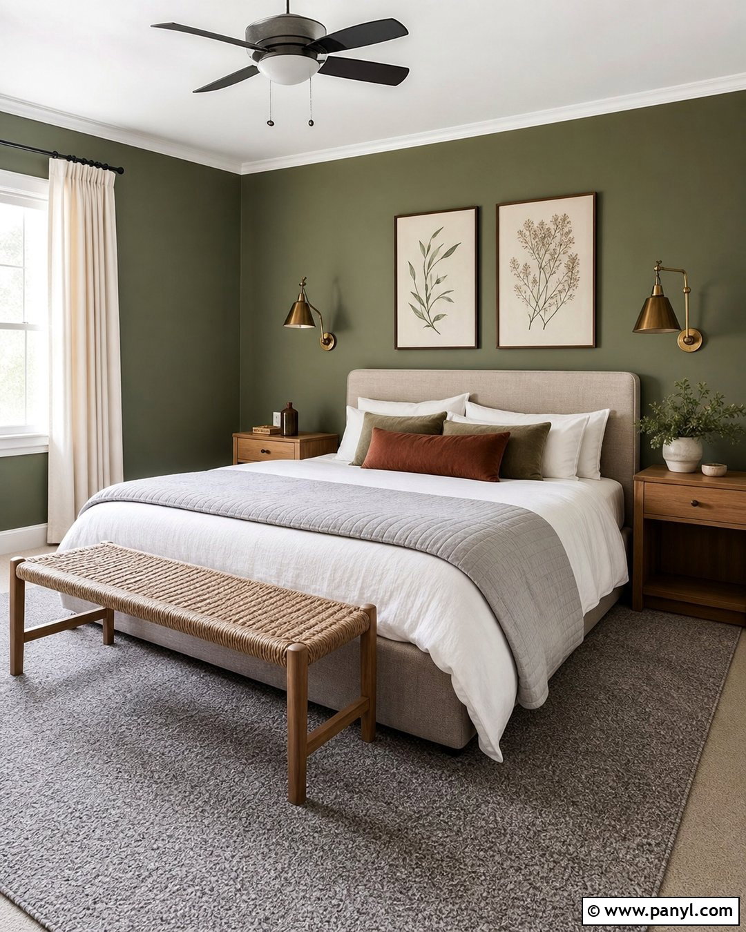 Dark Sage Bedroom With Grey Carpet - 20 Sage Walls Grey Carpet Ideas