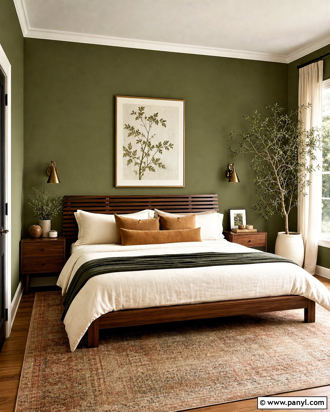 Dark Sage Green Bedroom Walls With Walnut Furniture - 20 sage green bedroom walls